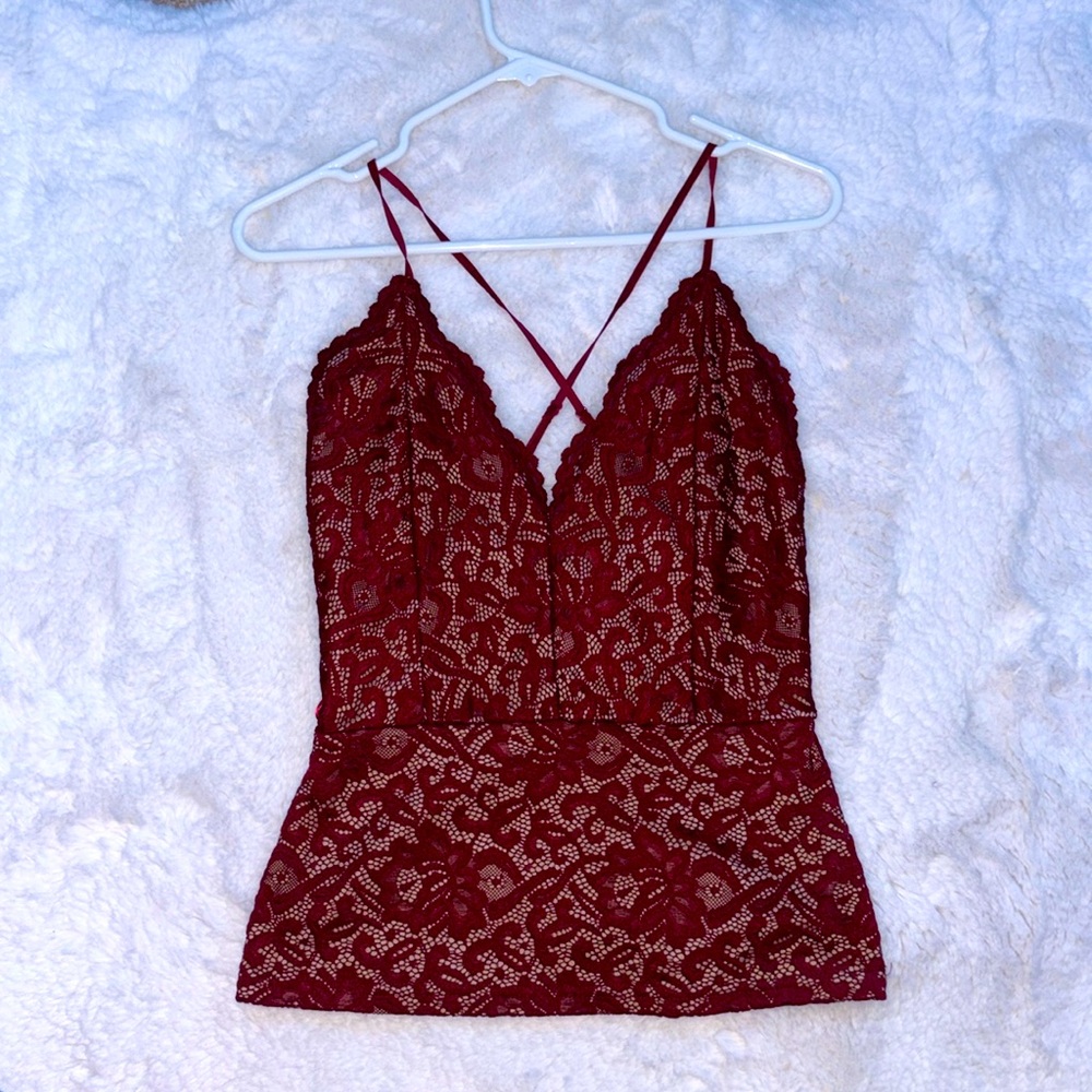 Burgundy Lace Top
